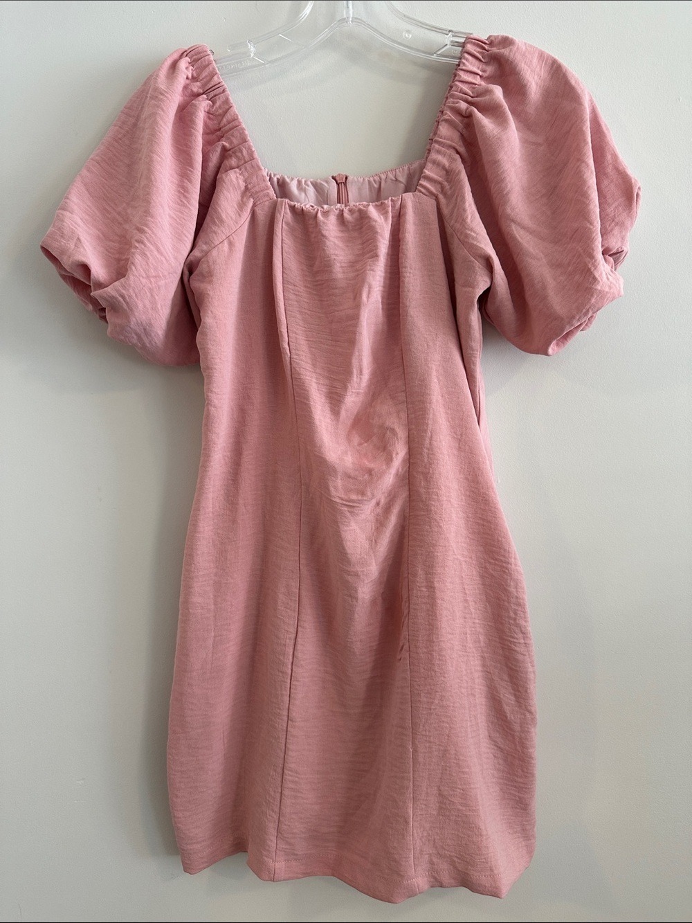 Dusty Pink Puff Sleeve Mini Dress